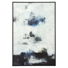 61" x 41" "Black And Blue" Framed Abstract Digital Print on Canvas