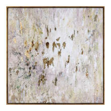 Golden Raindrops 62 Inch x 62 Inch Framed Abstract Painting on Canvas by Grace Feyock