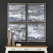 Shades of Gray Set of (4) 33" Square Framed Hand Painted Abstract Oil Paintings