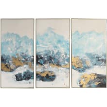Crashing Waves 48" x 24-1/4" Three Panel Framed Abstract Painting on Canvas