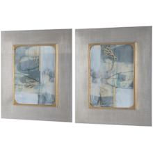 Gilded Whimsy 37" x 31" Framed Abstract Graphic Print - Set of 2