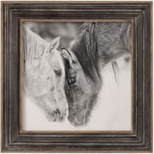 Custom Black And White Horses 31-1/2" x 31-1/2" Framed Horse Painting on Archival Paper