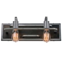 Lofty 17" Bathroom Light with Hand-forged Recycled Steel and Wood