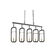 Bar None 5 Light 34" Wide Taper Candle Linear Chandelier