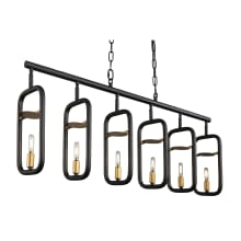 Bar None 6 Light 42" Wide Taper Candle Linear Chandelier