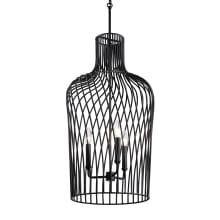 Elsa 16" Wide Bottle Style Cage Taper Candle Single Pendant
