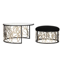 Scribble Two Piece Glass Top Steel Accent Table with Ottoman by Ron Henderson