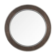 Macie 30" Circular Flat Steel and Wood Framed Wall Hung Accent Mirror
