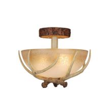Lodge 3 Light Semi-Flush Indoor Ceiling Fixture with Frosted Glass Shade - 16 Inches Wide