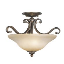 Monrovia 3 Light Semi-Flush Indoor Ceiling Fixture with Frosted Glass Shade - 17 Inches Wide