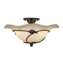 Vine 2 Light Semi-Flush Indoor Ceiling Fixture with Frosted Glass Shade - 15 Inches Wide