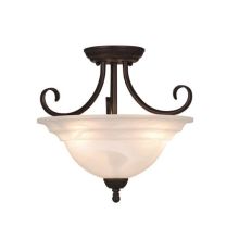 Babylon 3 Light Semi-Flush Indoor Ceiling Fixture with Frosted Glass Shade - 14 Inches Wide