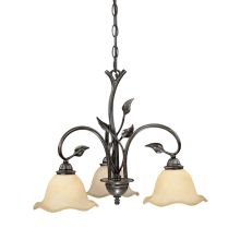 Vine 3 Light Single Tier Chandelier with Frosted Glass Shades - 22 Inches Wide