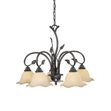 Vine 5 Light Single Tier Chandelier with Frosted Glass Shades - 25 Inches Wide