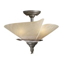 Capri 3 Light Semi-Flush Indoor Ceiling Fixture with Frosted Glass Shade - 15 Inches Wide