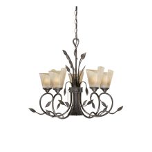 Capri 5 Light Single Tier Chandelier with Frosted Glass Shades - 29 Inches Wide