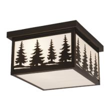 Yosemite 2 Light Flush Mount Outdoor Ceiling Fixture with White Frosted Glass Shade - 11.5 Inches Wide