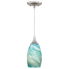 Milano 5" Wide Single Light Mini Pendant with Celeste Wave Glass Shade