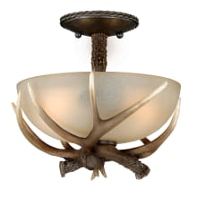Yoho 2 Light 12" Wide Semi-Flush Bowl Ceiling Fixture with Frosted Glass Shade