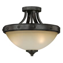 Halifax 2 Light Semi-Flush Indoor Ceiling Fixture with Frosted Glass Shade - 14.5 Inches Wide