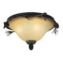 Sierra 3 Light 16" Wide Flush Mount Ceiling Fixture with Scavo Glass and Pine Elements