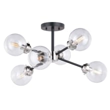 Orbit 6 Light 25" Wide Semi-Flush Ceiling Fixture with Glass Shades