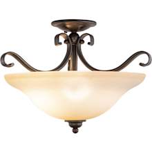 Monrovia 3 Light Semi-Flush Indoor Ceiling Fixture with Frosted Glass Shade - 17 Inches Wide