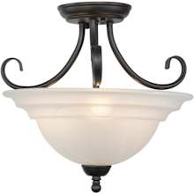 Babylon 3 Light Semi-Flush Indoor Ceiling Fixture with Frosted Glass Shade - 14 Inches Wide