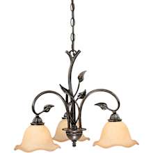 Vine 3 Light Single Tier Chandelier with Frosted Glass Shades - 22 Inches Wide
