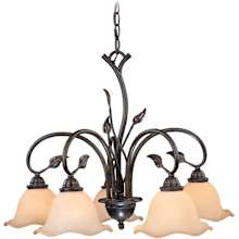 Vine 5 Light Single Tier Chandelier with Frosted Glass Shades - 25 Inches Wide