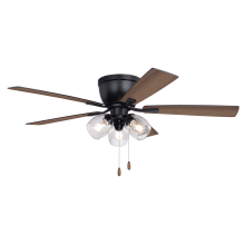 Brayton 52" 5 Blade 3 Light Indoor Ceiling Fan with Clear, Seedy Shades