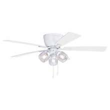 Brayton 52" 5 Blade 3 Light Indoor Ceiling Fan with Clear, Seedy Shades