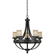 Halifax 5 Light Single Tier Chandelier with Glass Shades - 24.5 Inches Wide
