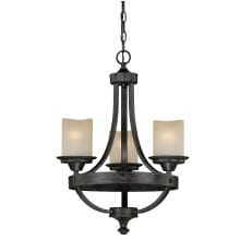 Halifax 3 Light Single Tier Chandelier with Glass Shades - 18 Inches Wide