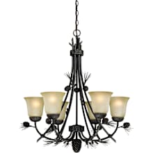 Sierra 6 Light Single Tier Chandelier with Cream Glass Shades