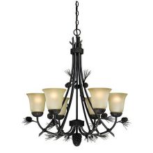 Sierra 6 Light Single Tier Chandelier with Cream Glass Shades