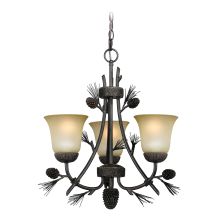 Sierra 3 Light 20" Wide Chandelier with Scavo Glass and Pine Elements