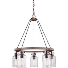 Milone 5 Light 26" Wide Ring Chandelier with a Clear Seedy Glass Shade