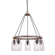 Milone 5 Light 26" Wide Ring Chandelier with a Clear Seedy Glass Shade