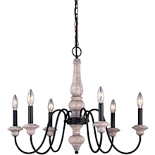 Georgetown 6 Light 26" Wide Taper Candle Style Chandelier with Wood Accents