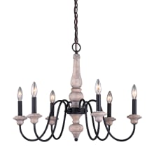 Georgetown 6 Light 26" Wide Taper Candle Style Chandelier with Wood Accents