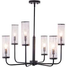 Glencoe 6 Light 28" Wide Taper Candle Style Chandelier with Crackle Glass Shades