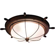Orleans 2 Light Flush Mount Outdoor Ceiling Fixture with White Frosted Glass Shade - 15 Inches Wide