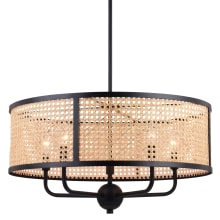 Berens 5 Light 24" Wide Rattan Cane Drum Chandelier