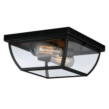 Granville 2 Light Outdoor Flush Mount Ceiling Fixture with Clear Glass Shade