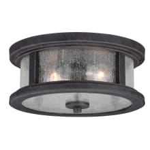 Cumberland 2 Light 13" Wide Outdoor Flush Mount Drum Ceiling Fixture with Glass Shades
