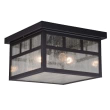 Mission 2 Light Flush Mount Outdoor Ceiling Fixture with Cream Frosted Glass Shade - 11.5 Inches Wide