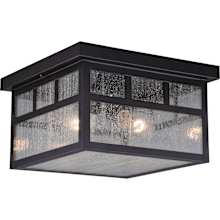 Mission 2 Light Flush Mount Outdoor Ceiling Fixture with Cream Frosted Glass Shade - 11.5 Inches Wide