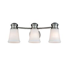 Malie 3 Light Vanity Light with White Glass Shades
