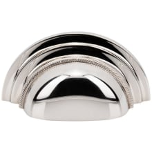 Purity Solid Brass 3" Center to Center Traditional Ridged Edge Cabinet Cup Handle / Drawer Cup Pull